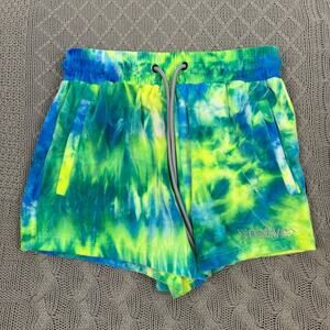 Native Language Shortie Shorts Blue Lagoon Tie-Dye Velour Shorts Size Small